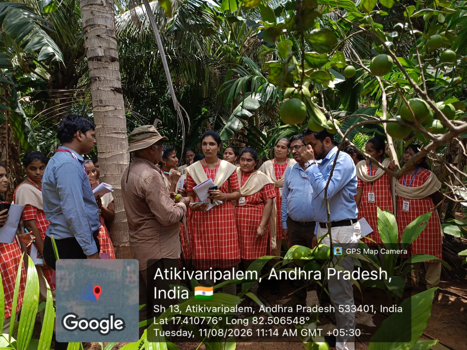 Students of SPACES Degree College during the educational field visit to Natural Fresh Farms, Kolimeru
