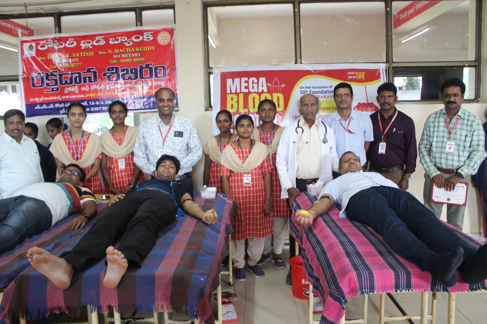 Participants and organisers at the Sri Prakash Golden Jubilee mega blood donation camp